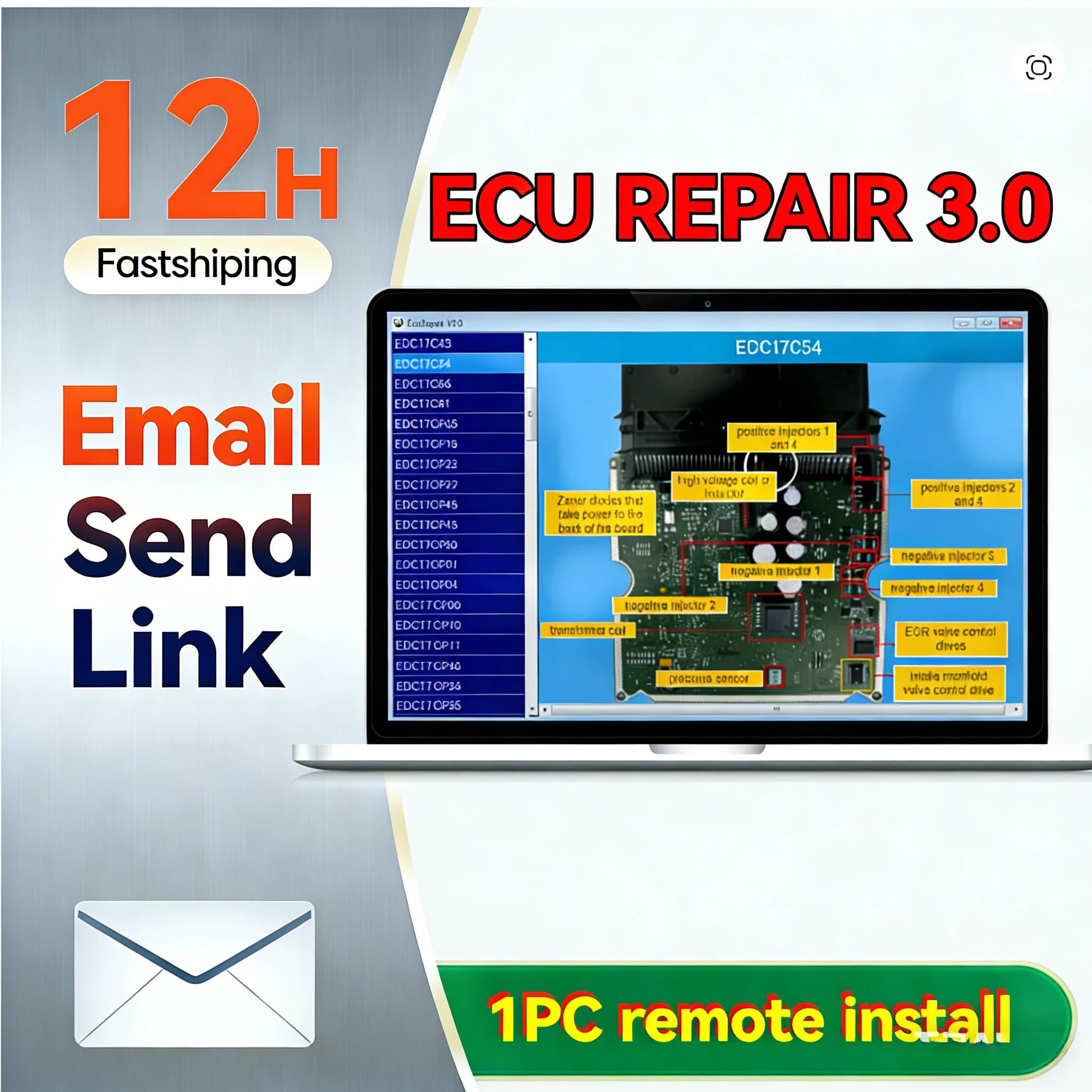 EcuRepair Version 3.0 PK EcusDataSheet 2.0 Schéma PCB avec composants électroniques d'ECU de voiture