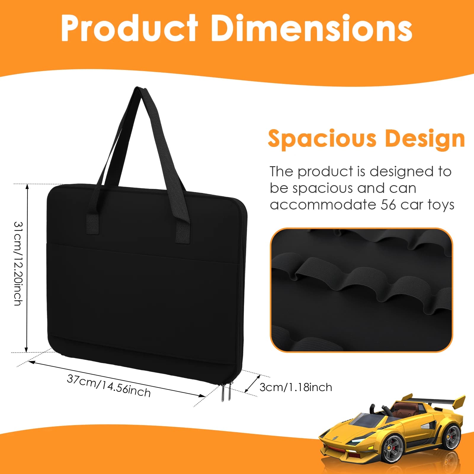 Sac de rangement pour voiture jouet, organisateur de voiture jouet en feutre Portable avec poignée, 