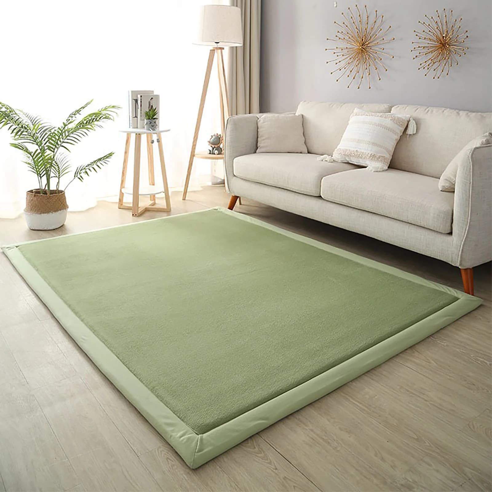 Tapis épais gris pour salon, chambre d'enfant, tapis de chevet, décoration, non ald, polymère de sol