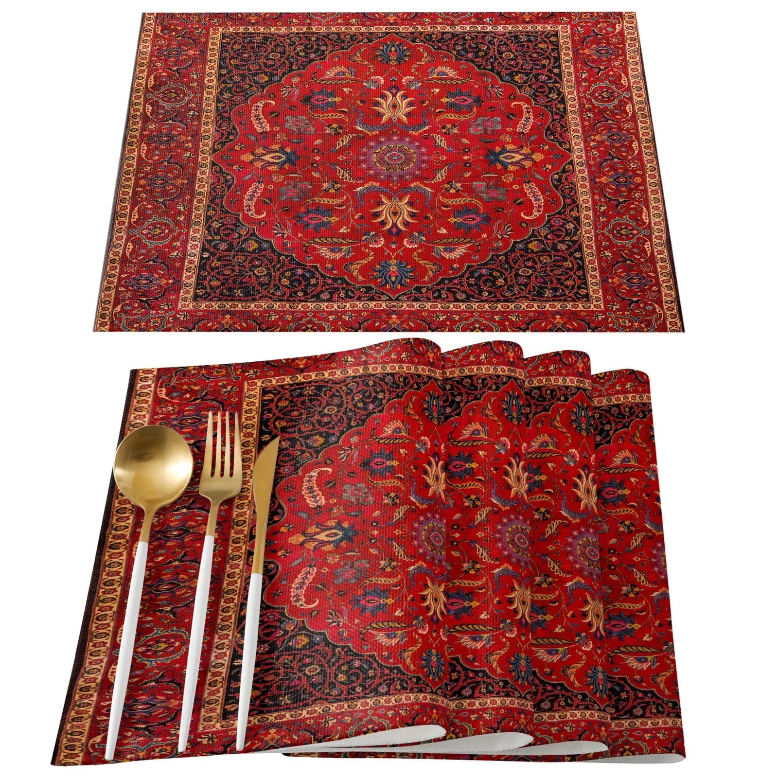 Napperon Persian Lea pour table à manger, polymères de table, sous-verre à café et à thé, accessoire