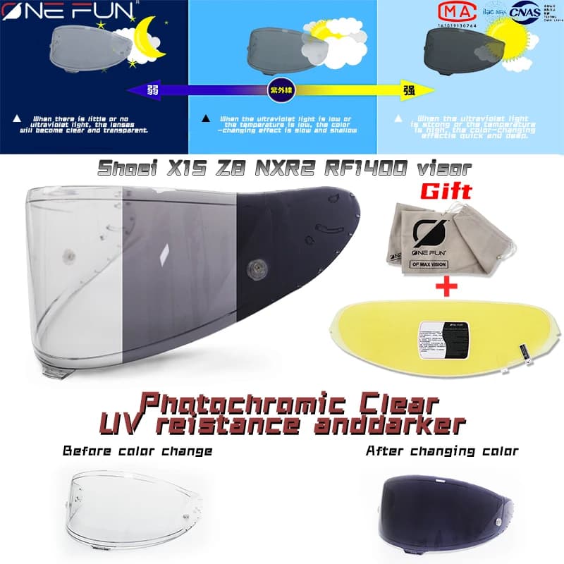 Visière de casque photochromique de remplacement pour Shoei Z8 RF1400 NXR2 X15 X-SPR PRO X-Fifteen, 