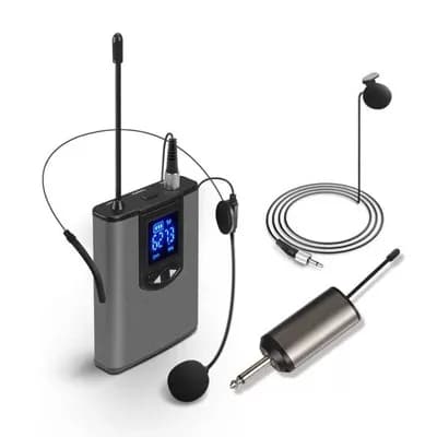 Casque sans fil portable UHF, microphone cravate avec émetteur et récepteur Bodypack, microphone à r