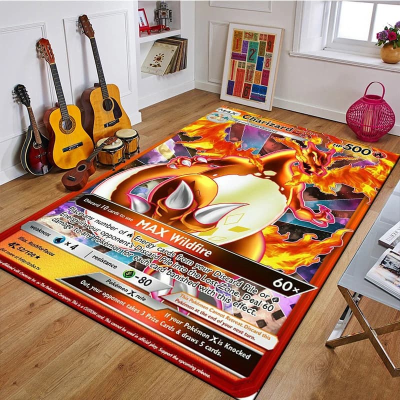 Tapis Pokémon Charizard, style Anime japonais, antidérapant, pour salon, décoration intérieure, cana
