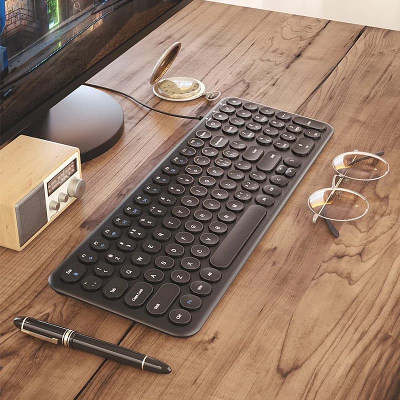 Clavier filaire fin universel à clé ronde silencieuse, ordinateur portable, ordinateur de bureau, Wi