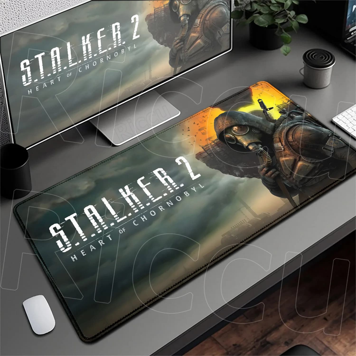 Tapis de Souris XXL Antidérapant pour Gaming Stalker 2, Tapis de Bureau Extensible et Confortable, G