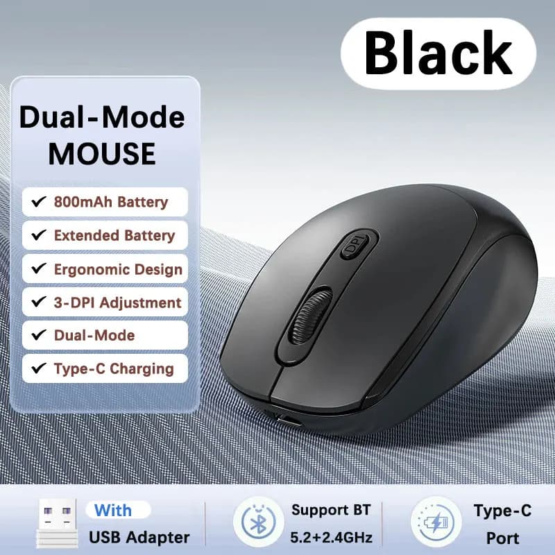 Souris ergonomique sans fil, compatible Bluetooth avec souris d'ordinateur double Mode 2.4GHz, avec 