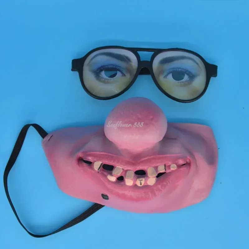 Demi-masque facial en latex pour hommes et femmes, masque effrayant drôle, lunettes de blague, masqu