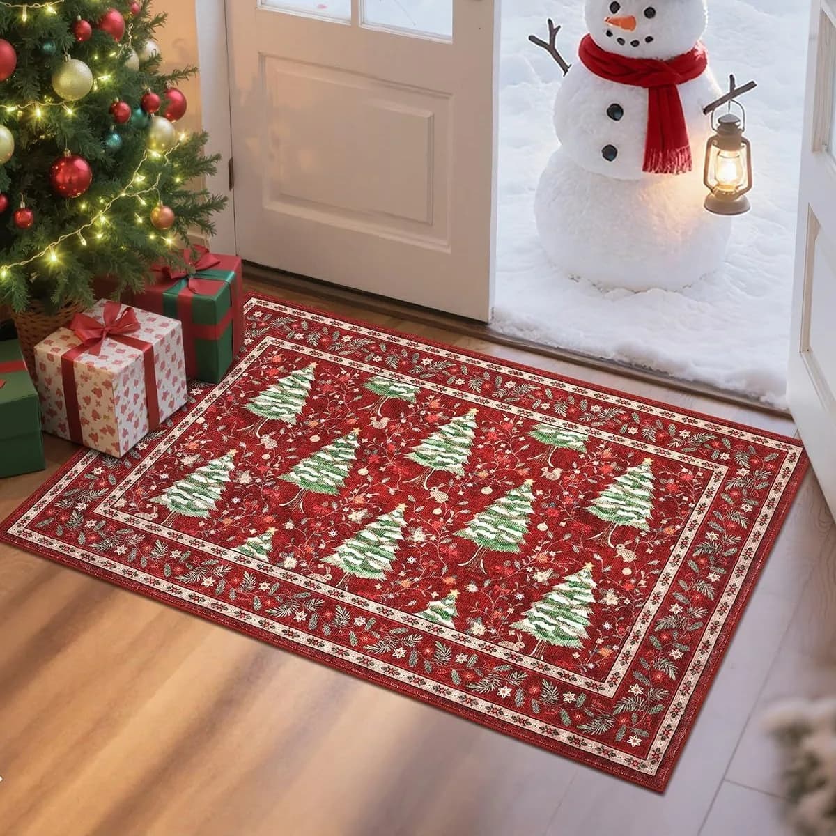 Tapis d'arbre de noël pour Anti-salissure, résistant à l'usure, facile à entretenir, tapis de porte 