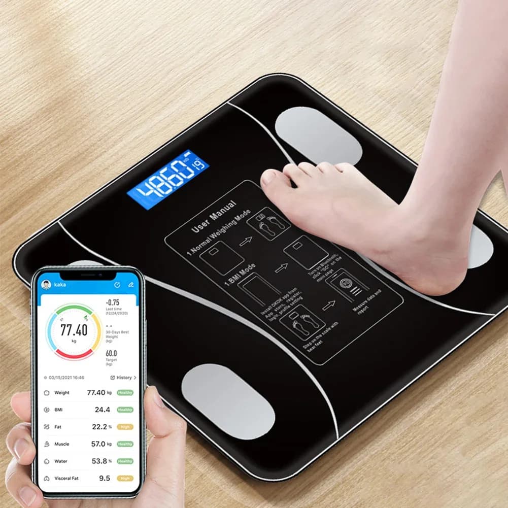 Application professionnelle en verre de couverture LED d'échelle corporelle Bluetooth jusqu'à 180 kg