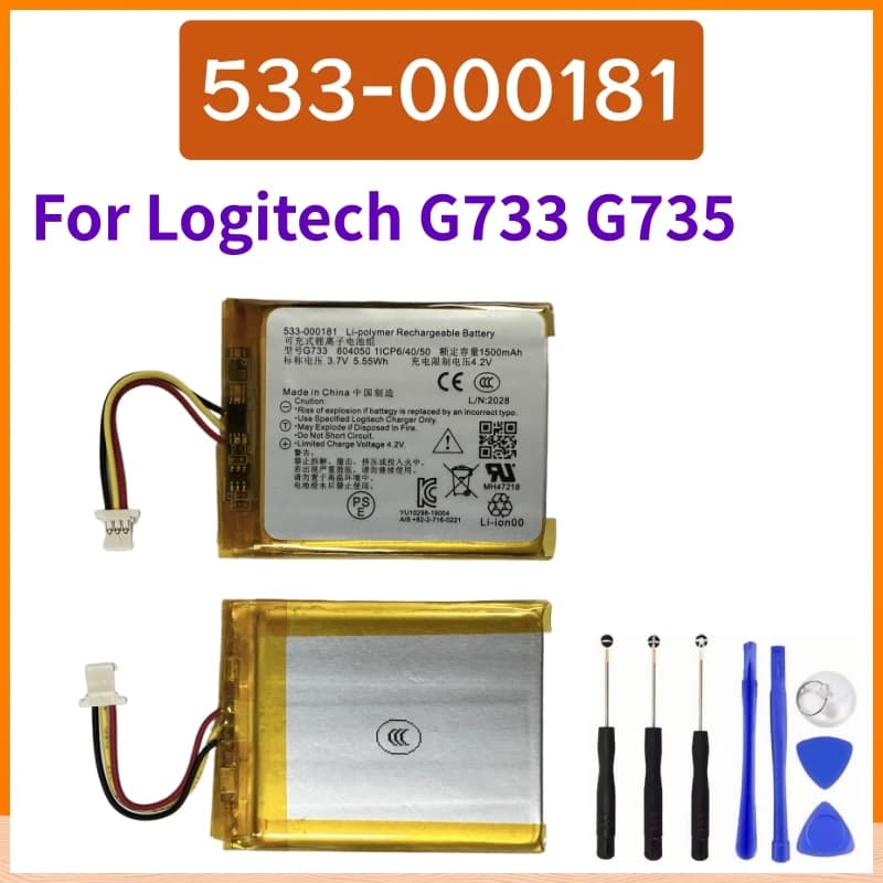 Batterie de remplacement originale 1500mAh 533 – 000181, pour casque d'écoute de jeu sans fil Logite