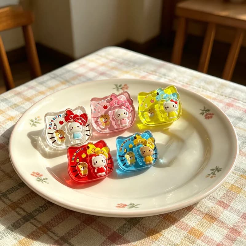 Accessoires en résine Hello Kitty, étiquettes Ice Through, produits DIY faits à la main, boucles de 