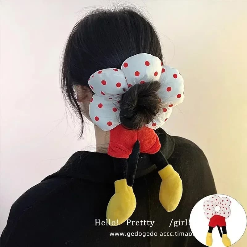 Chouchou pour cheveux Disney Mickey Mouse, accessoires pour cheveux en peluche pour femmes et filles