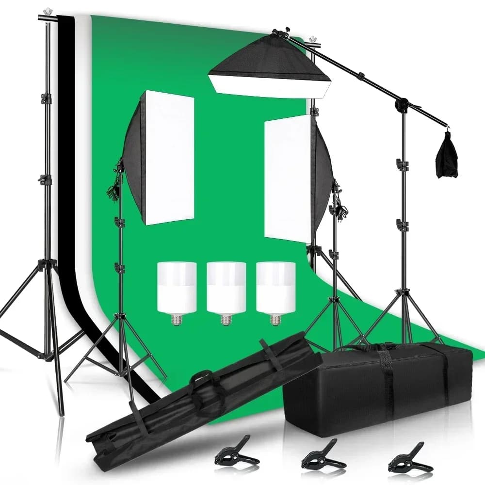 Kit d'éclairage pour photographie 2.6x3M, arrière-plan en mousseline, boîte à lumière, parapluie, ré