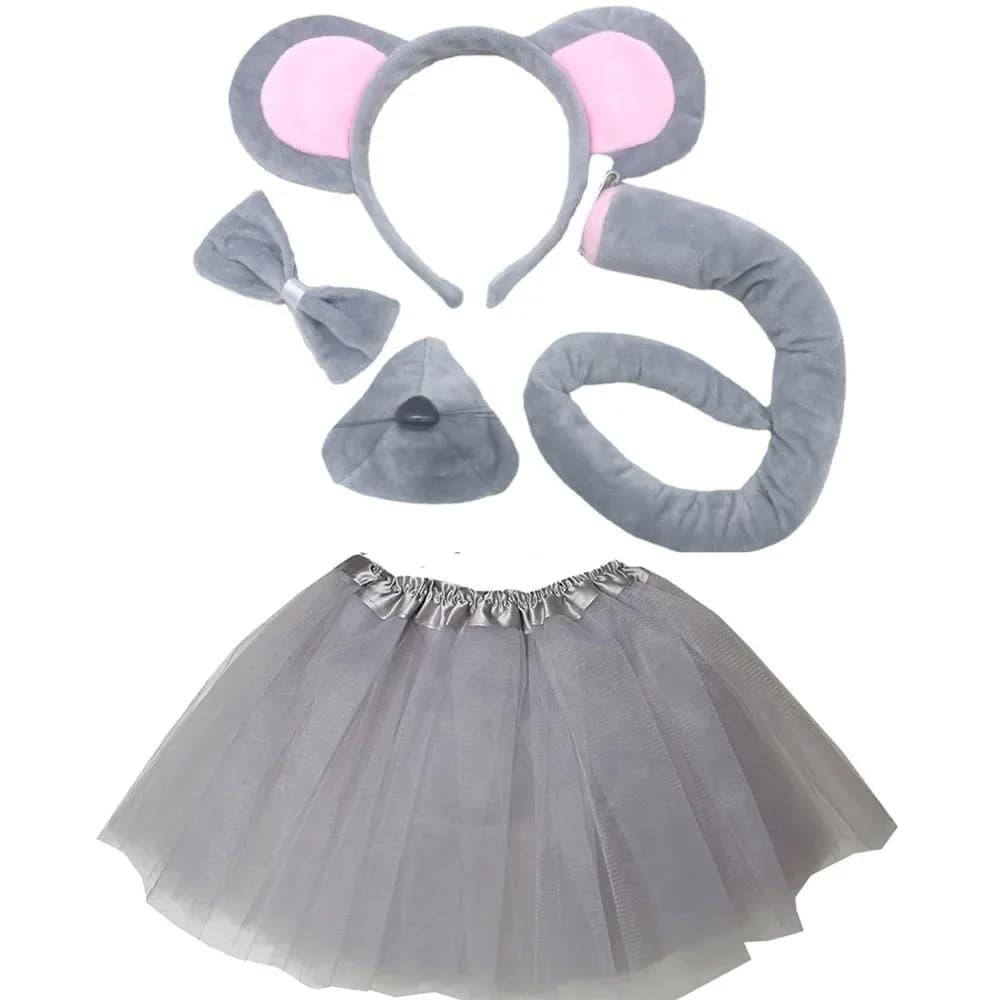 Ensemble souris pour femmes et adolescents, jupe Tutu, oreilles, nez, nœud papillon, accessoires de 