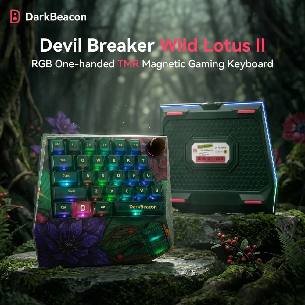 Clavier mécanique DarkBeacon Devil Breaker Wild Lotus II à une main, TMR magnétique, RGB, 30 touches