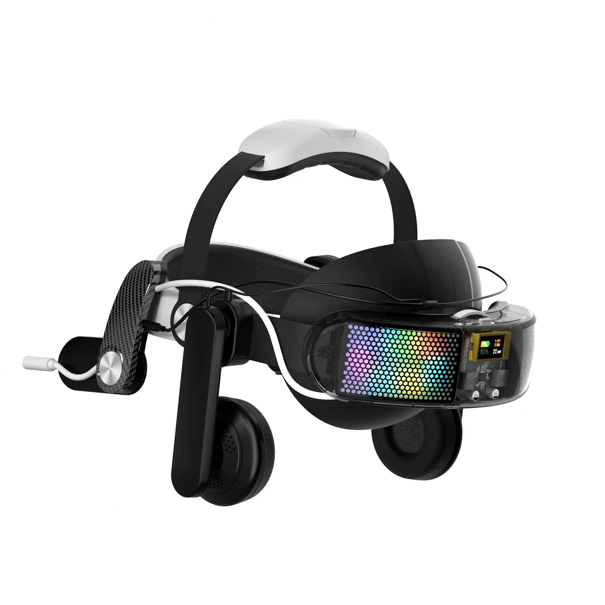 Sangle de tête pour Meta Quest 3/3S, sangle de tête VR audio avec batterie 10000 mAh et haut-parleur