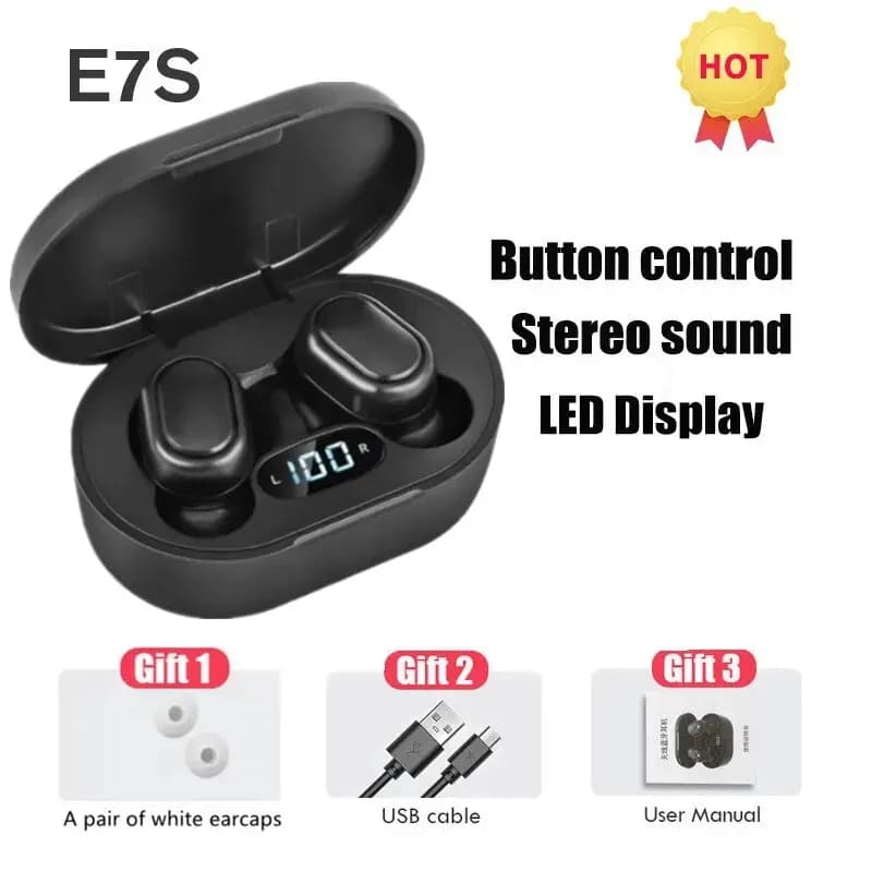 Casque Bluetooth sans fil E7S TWS, contrôle des écouteurs, casque de sport, microphone étanche, écou