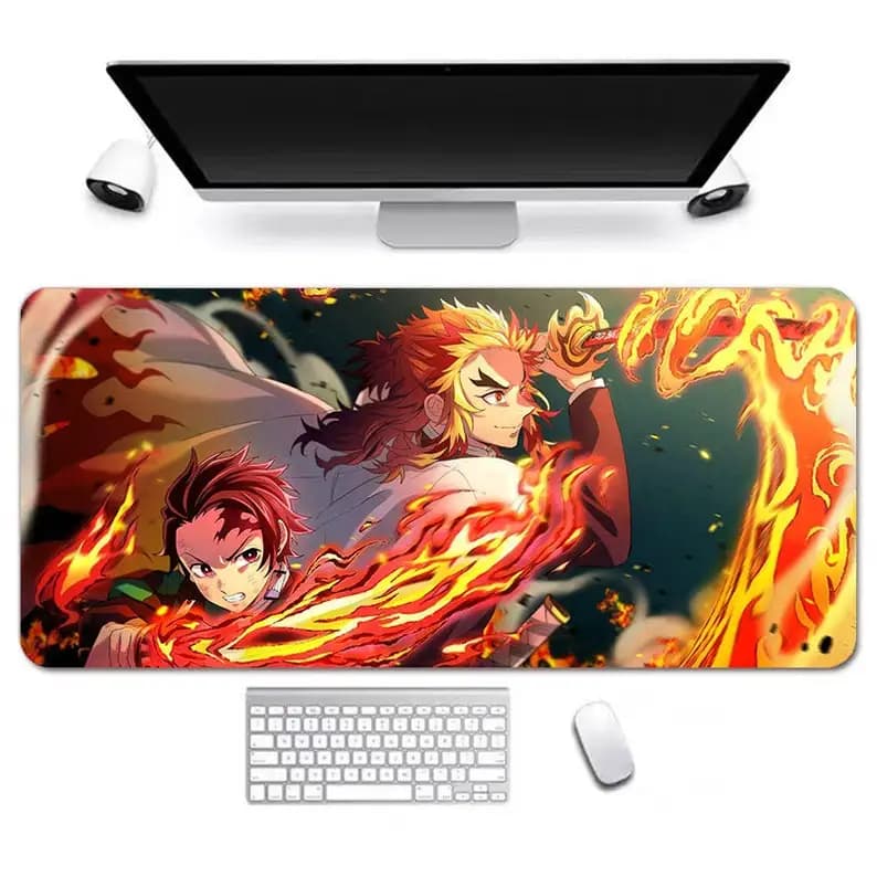 Tapis de souris Demon Slayer Anime pour PC Gamer, accessoire de jeu, tapis de bureau, grand bureau, 
