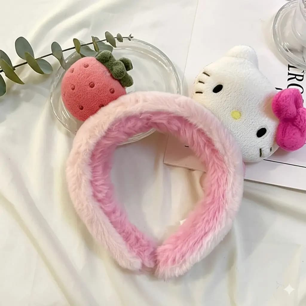 Serre-tête style Hello Kitty, mignon, kawaii, motif chat de dessin animé, antidérapant, large et con