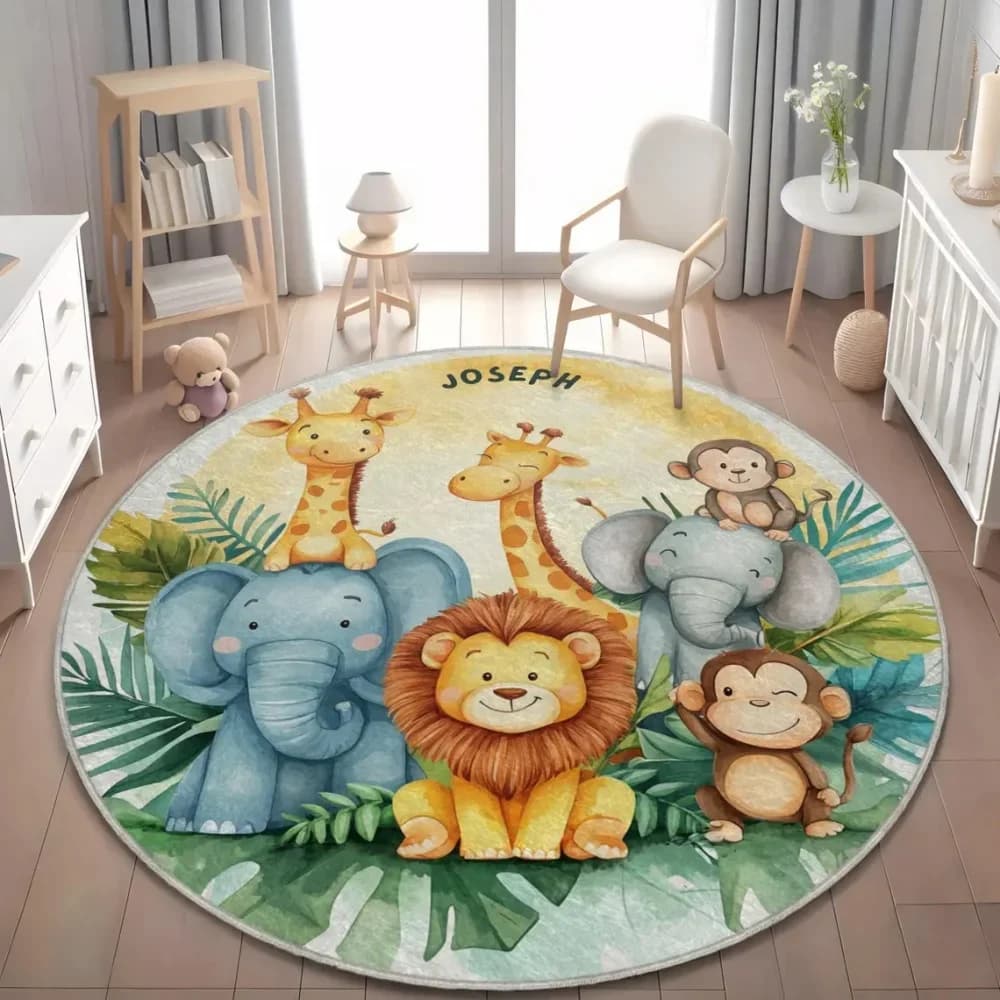 Tapis de sol en forme d'animal Safari sauvage, girafe, Lion, pour chambre d'enfants, doux, décor de 