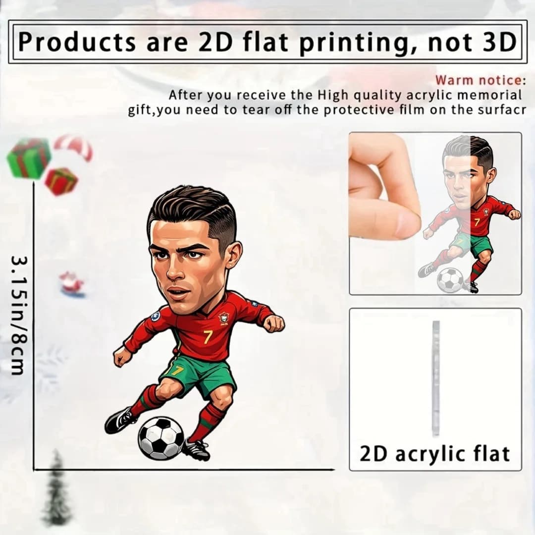 Pendentif 2D Cristiano Ronaldo, porte-clés de footballeur, ornement plat en acrylique pour voiture, 