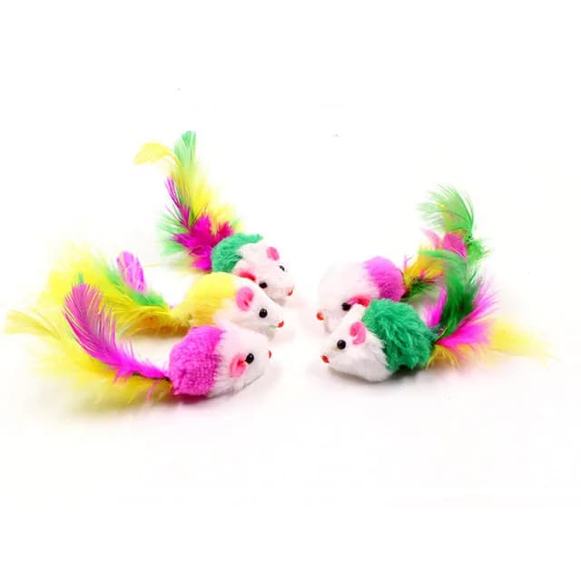 Jouets pour chat en fausse fourrure douce, plumes colorées, mini jouets amusants pour l'entraînement