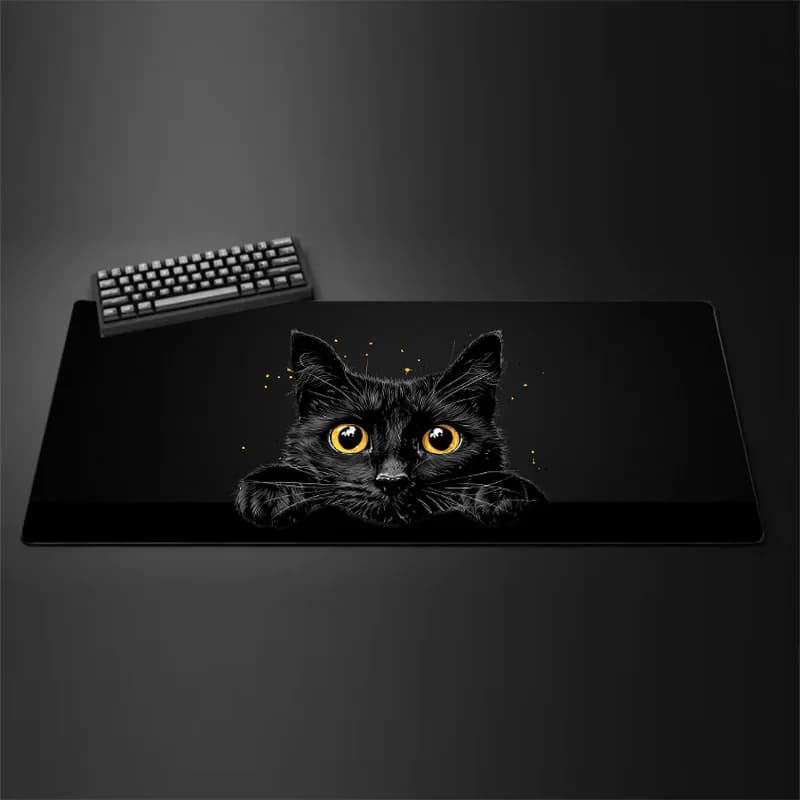 Tapis de souris chaton noir Kawaii, grand clavier de jeu mignon, polymères XxL, accessoires de cultu