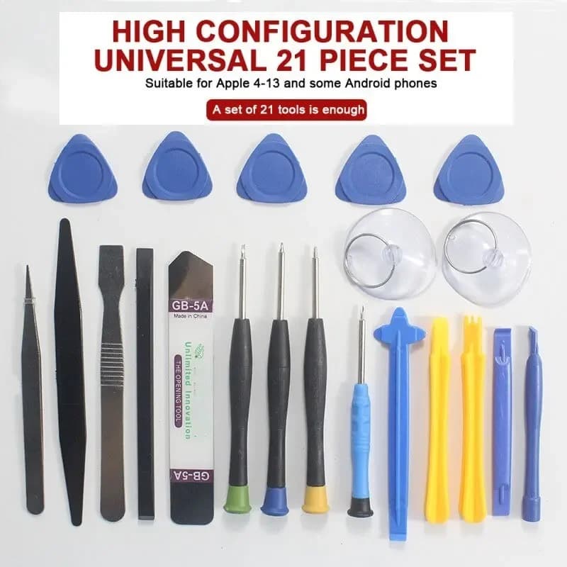 Kit de réparation de téléphone portable 21 en 1 pour Apple Android - Ensemble de démontage multifonc