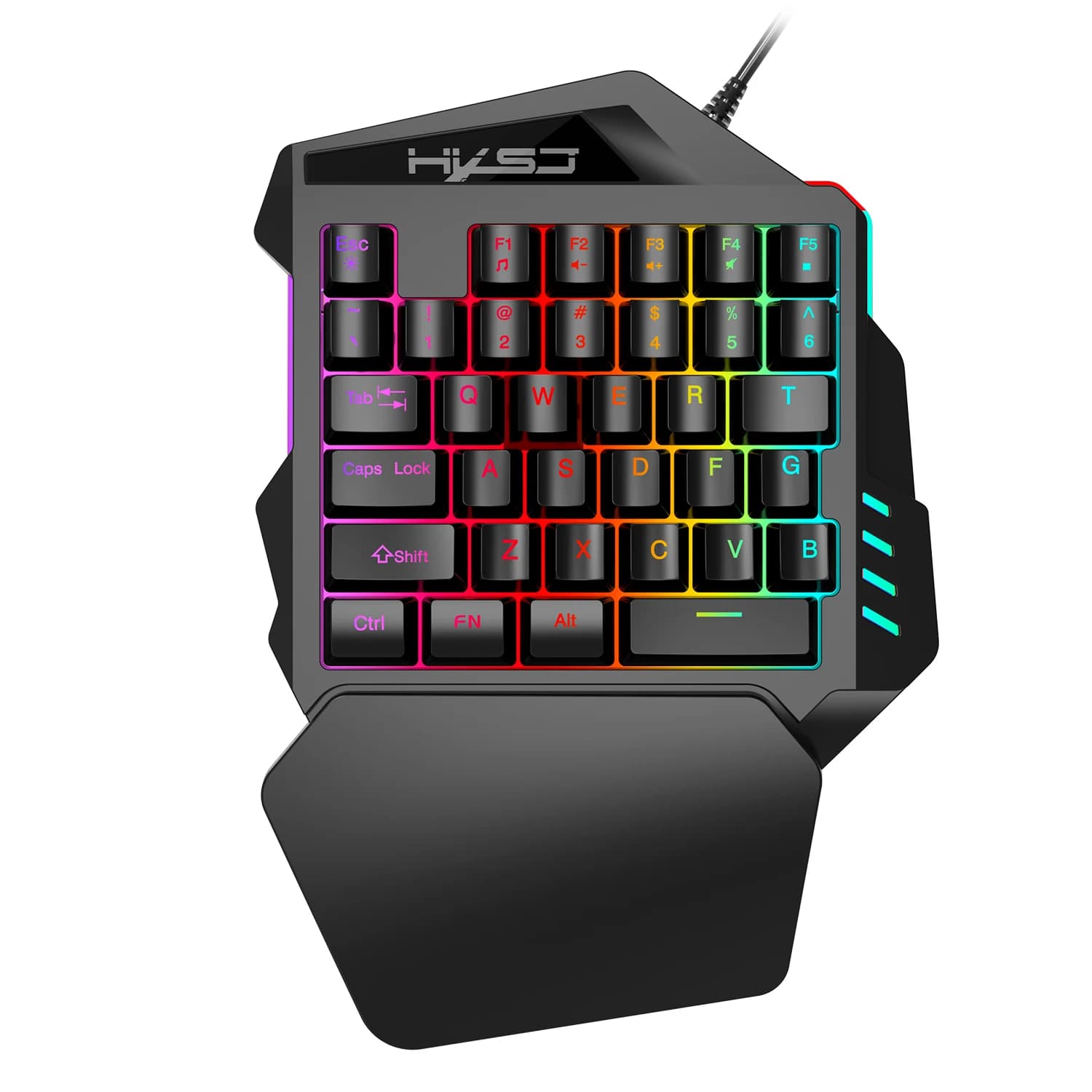 Clavier de jeu ergonomique à 35 touches avec éclairage RVB, alimentation USB, conception à une main,
