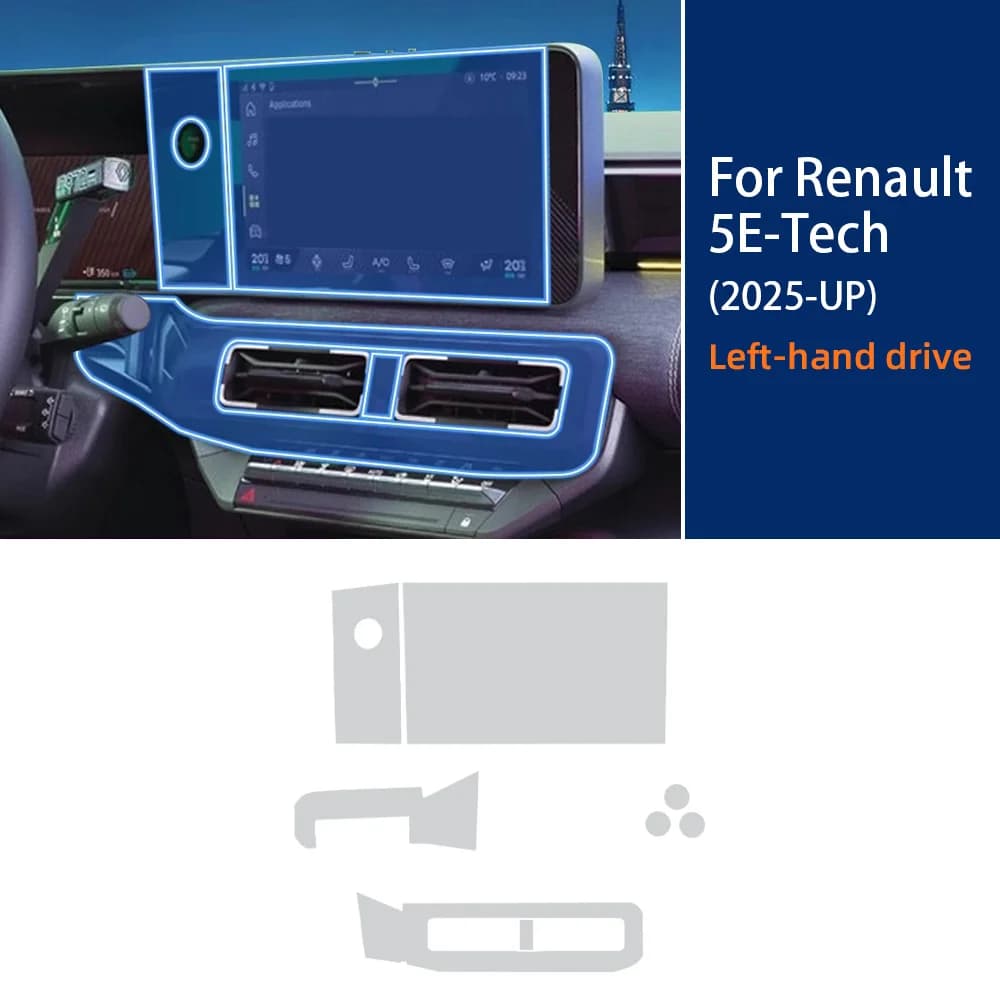 Film intérieur Transparent en TPU pour Renault 5 e-tech 2026 2025, accessoires, panneau d'engrenage,