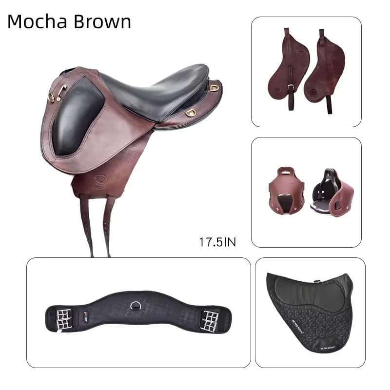 Selle anglaise d'endurance en cuir pleine fleur pour l'entraînement au dressage de saut