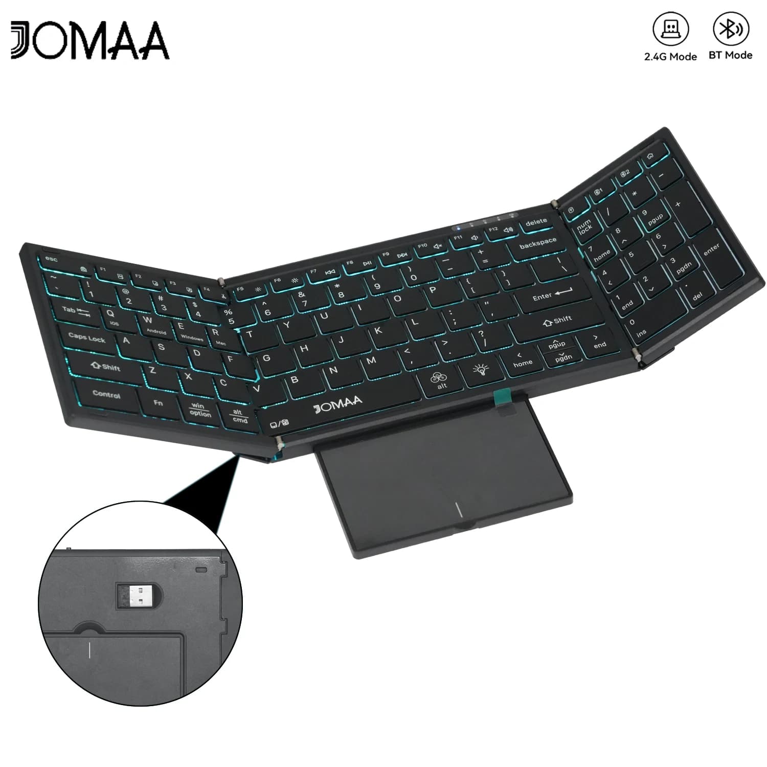 Clavier Touchapd sans fil double Mode Portable Bluetooth et 2.4G pour PC/Android/Mac clavier pliant 