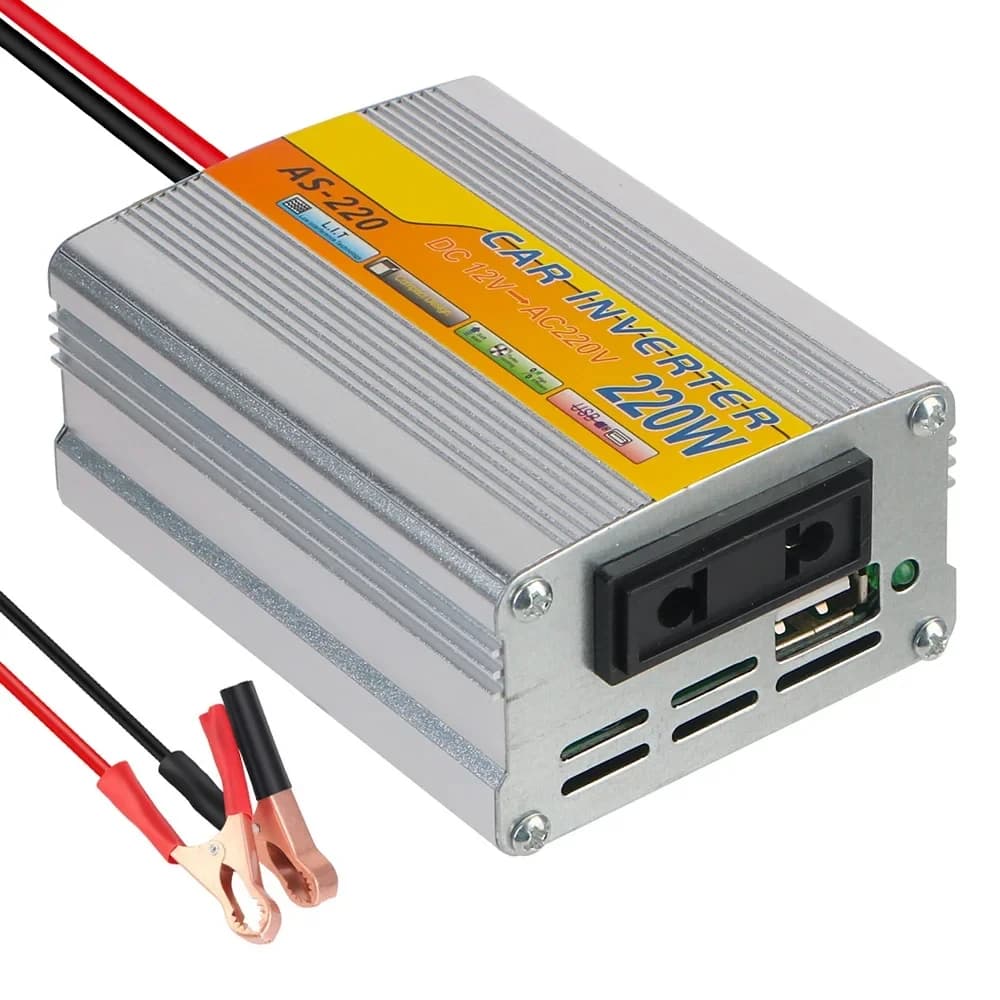 Onduleur de puissance 220W monté sur voiture, transformateur de tension USB Portable DC 12V à AC 220