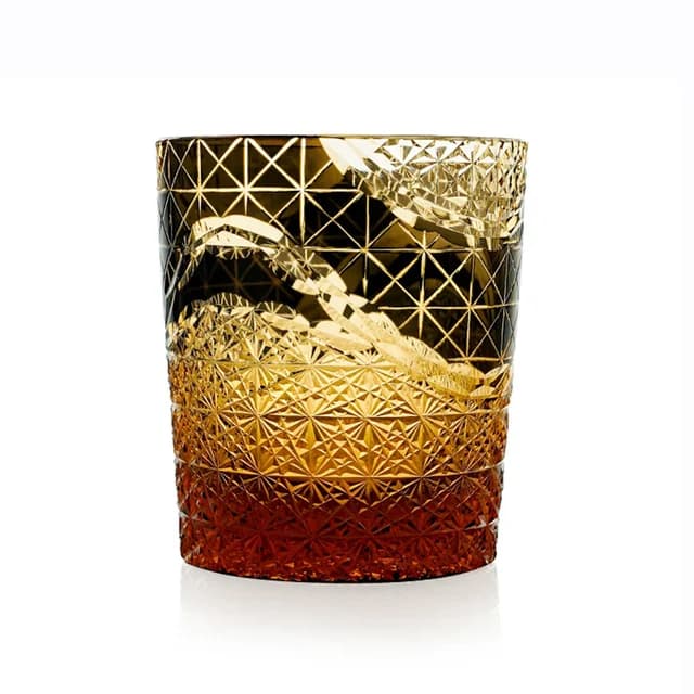 Edo Kiriko-Verre à boire multi-documents, 9 onces, cristal rouge ambré, verre à whisky, verres à sco