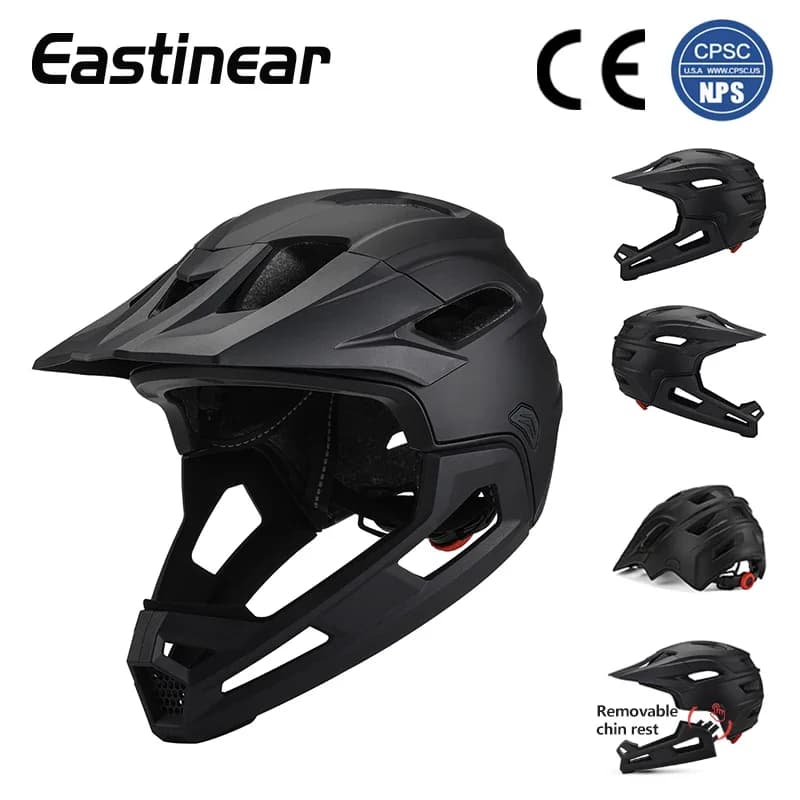 Casque de vélo LUMDEER noir anti-impact avec visière intégrale pour VTT, DH, et motocross.