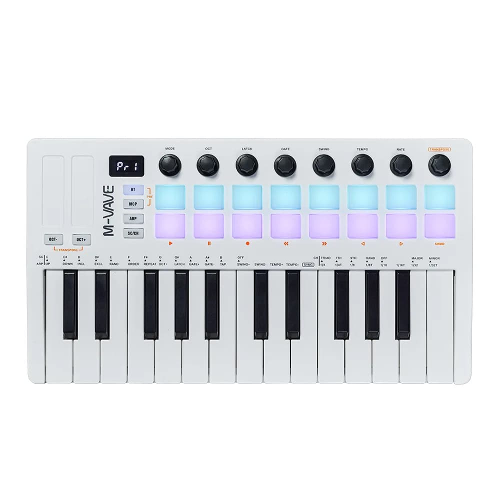 Contrôleur de clavier MIDI 25 touches M-VAVE SMK-II avec 16 tampons de batterie rvb, lit-clé dynamiq