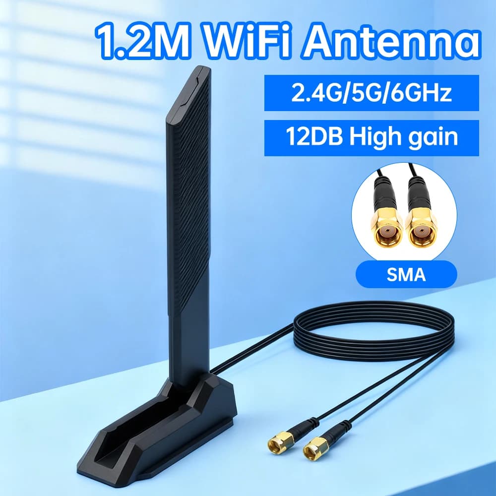 Antenne WiFi 6E magnétique pliable 2.4G/5G/6G 12DBi, récepteur de Signal externe à gain élevé pour a