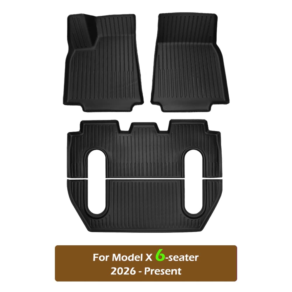 Ensemble de tapis de sol en TPE pour Tesla Model X 2026 (5, 6 ou 7 places) – Tapis de sol toutes sai
