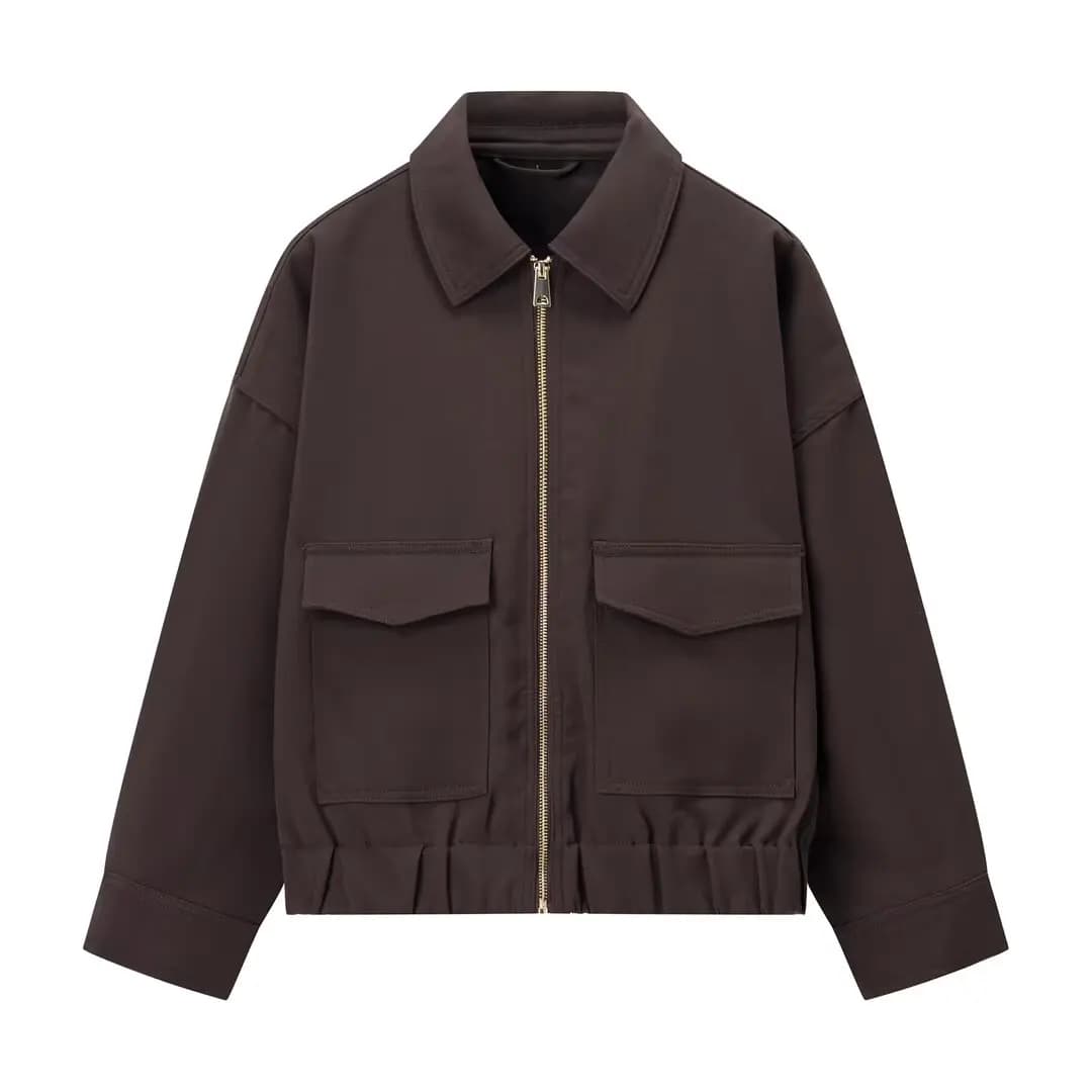 Vestes bombardier marron à fermeture éclair pour femme, mode automne 2021, tendance, manteau décontr