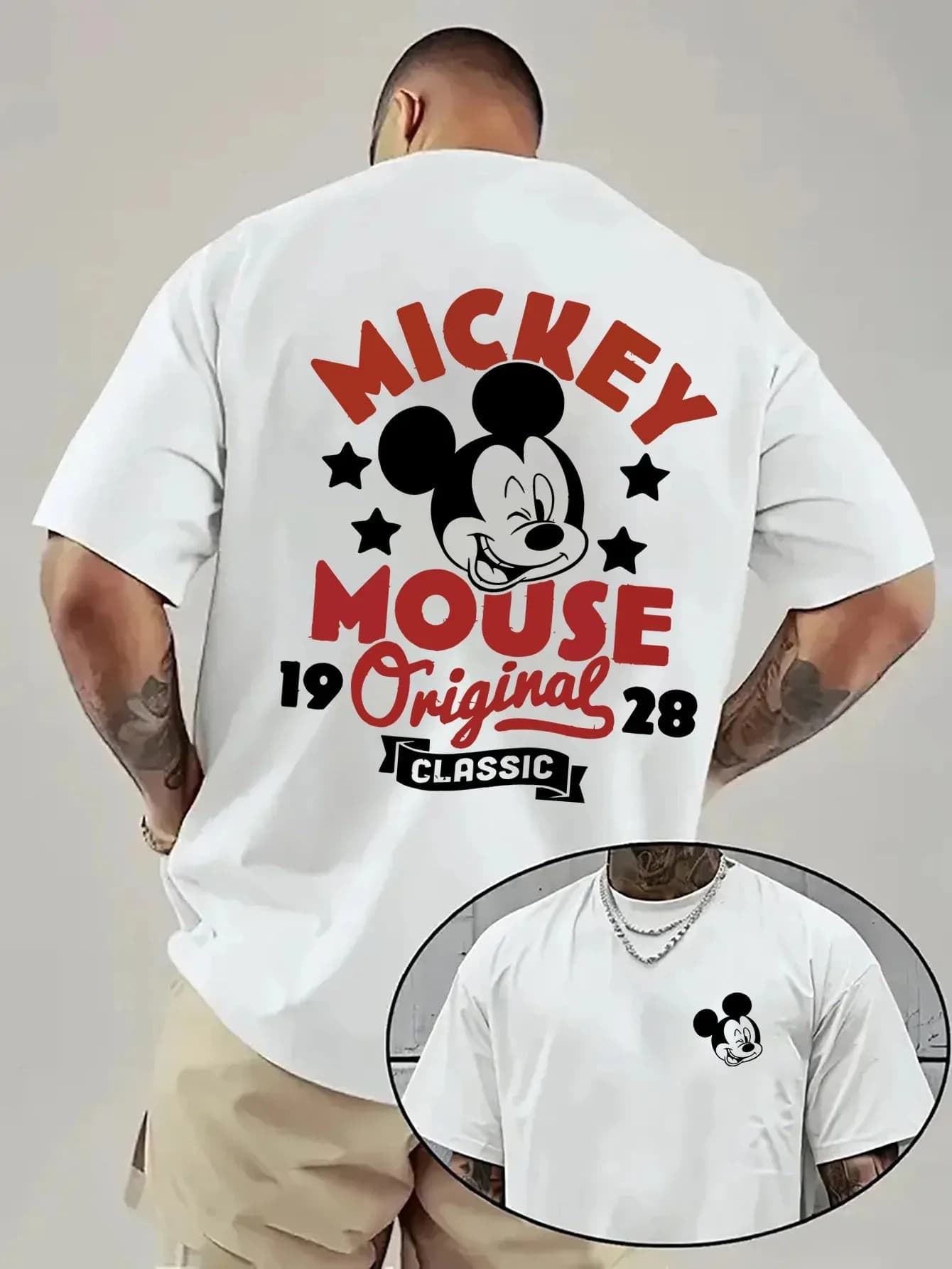 T-shirt imprimé Mickey Mouse pour le printemps-été 2026, tendance streetwear décontractée, haut en c