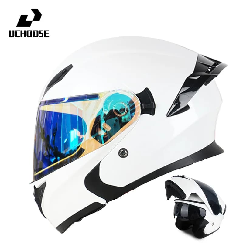 Casque de Moto double lentille casque transversal cyclisme en plein air casque rabattable Capacete C
