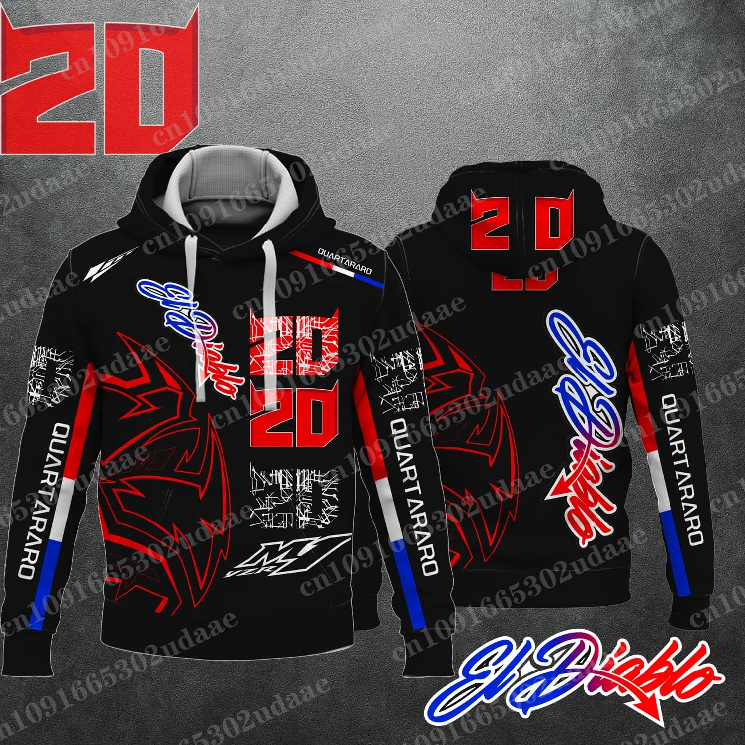 Nouveau 2025 course de moto n° 20 Driver Fabio Quartararo Sweat à capuche créatif pour les amateurs 