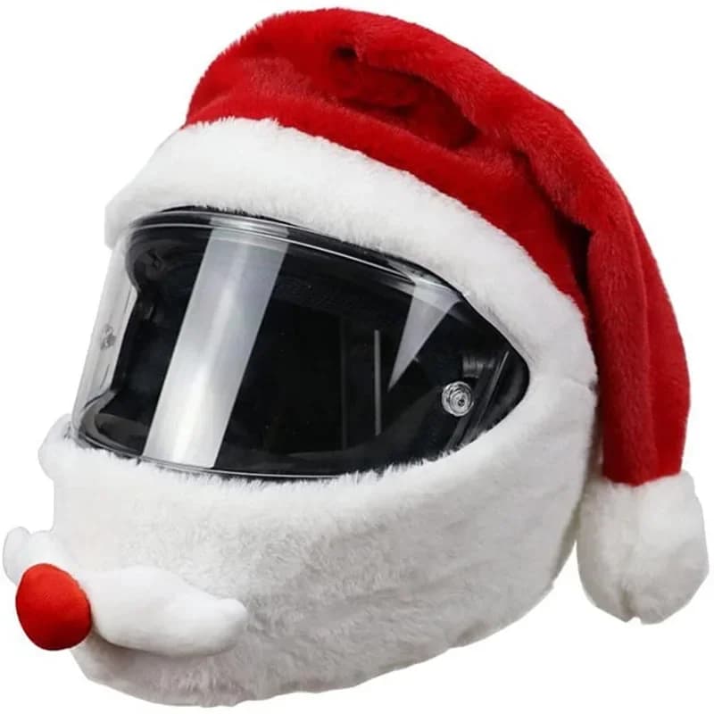 Couverture de casque de moto de Noël, chapeau de sécurité intégral du père Noël, casquette de course