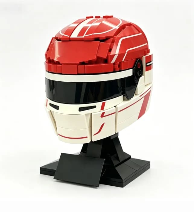 Nouveauté : Modèle de puzzle de construction de voiture de course et casque de pilote (886 pièces) b