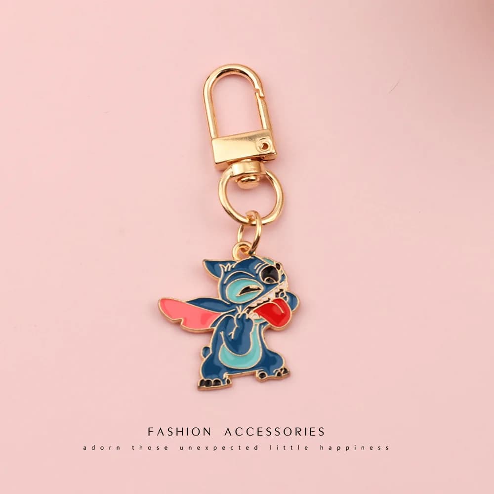 Porte-clés Disney Lilo & Stitch en alliage de zinc émaillé, Winnie l'ourson, pendentif de sac Kawaii