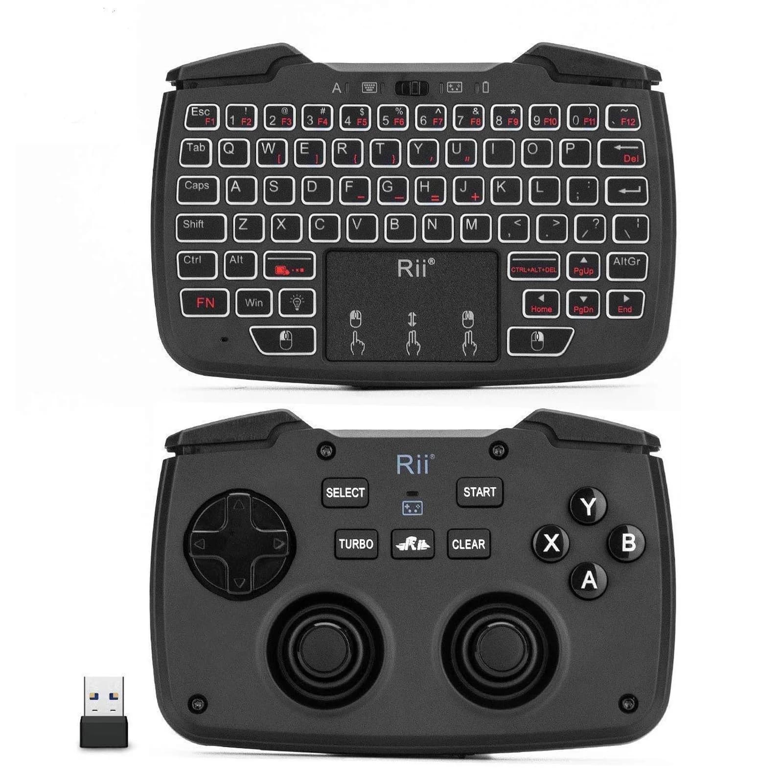 Rii RK707 2.4GHz contrôleur de jeu Portable sans fil clavier souris Combo fonction Turbo pour PC/Ras