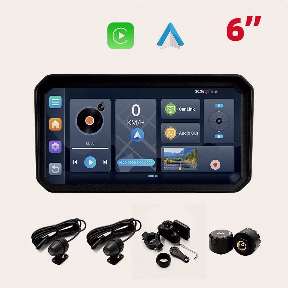 Caméra de tableau de bord pour moto 4G avec écran large de 6 pouces, étanche IP67, enregistrement vi