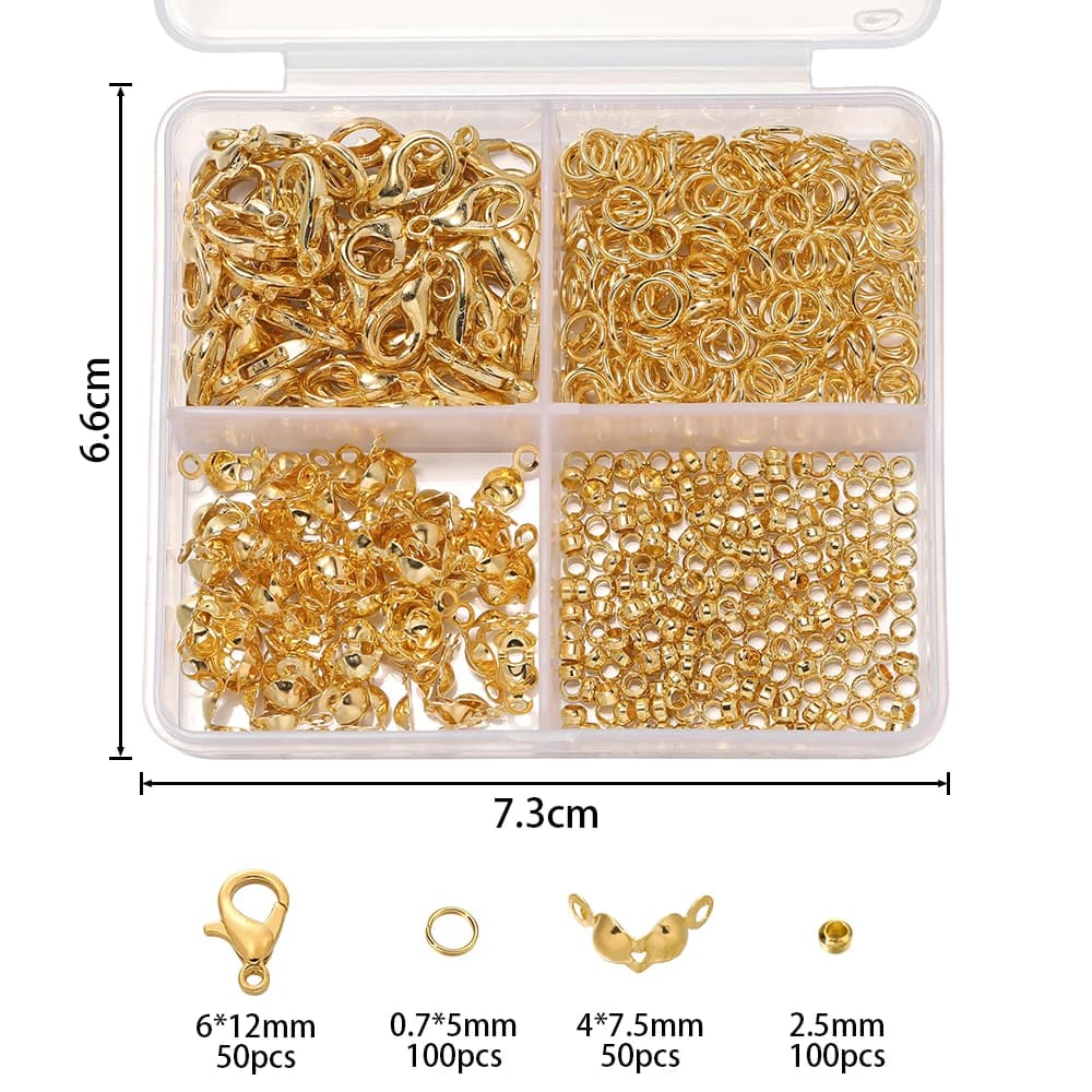 Kit d'accessoires pour la fabrication de bijoux, 300 pièces, anneaux de jonction, fermoirs mousqueto