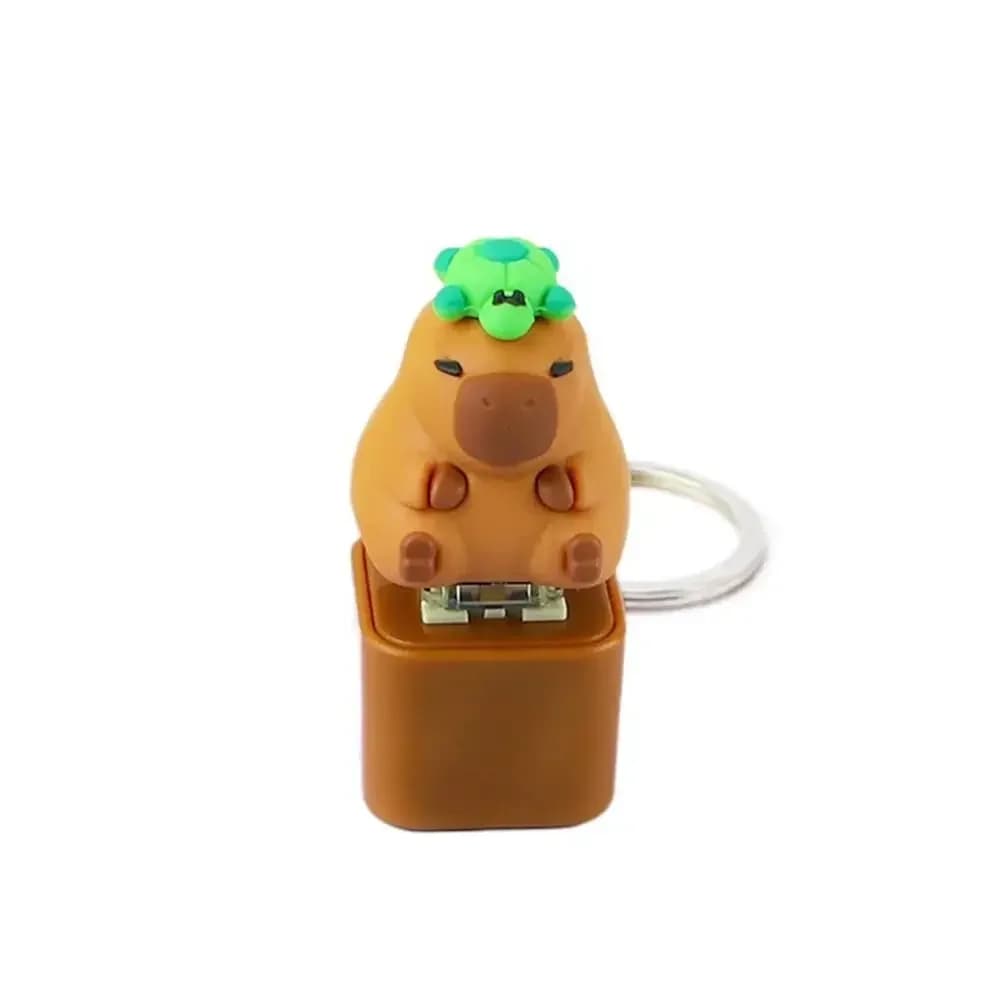 Porte-clés clavier poisson en bois poussin jaune, clavier mécanique électronique lumineux, lampe LED