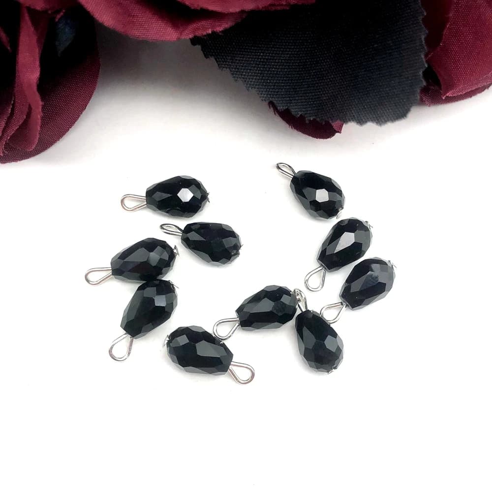 10 pièces 8x12 Mm noir, rouge, accessoires en pierre de cristal, Bracelets, colliers, boucles d'orei